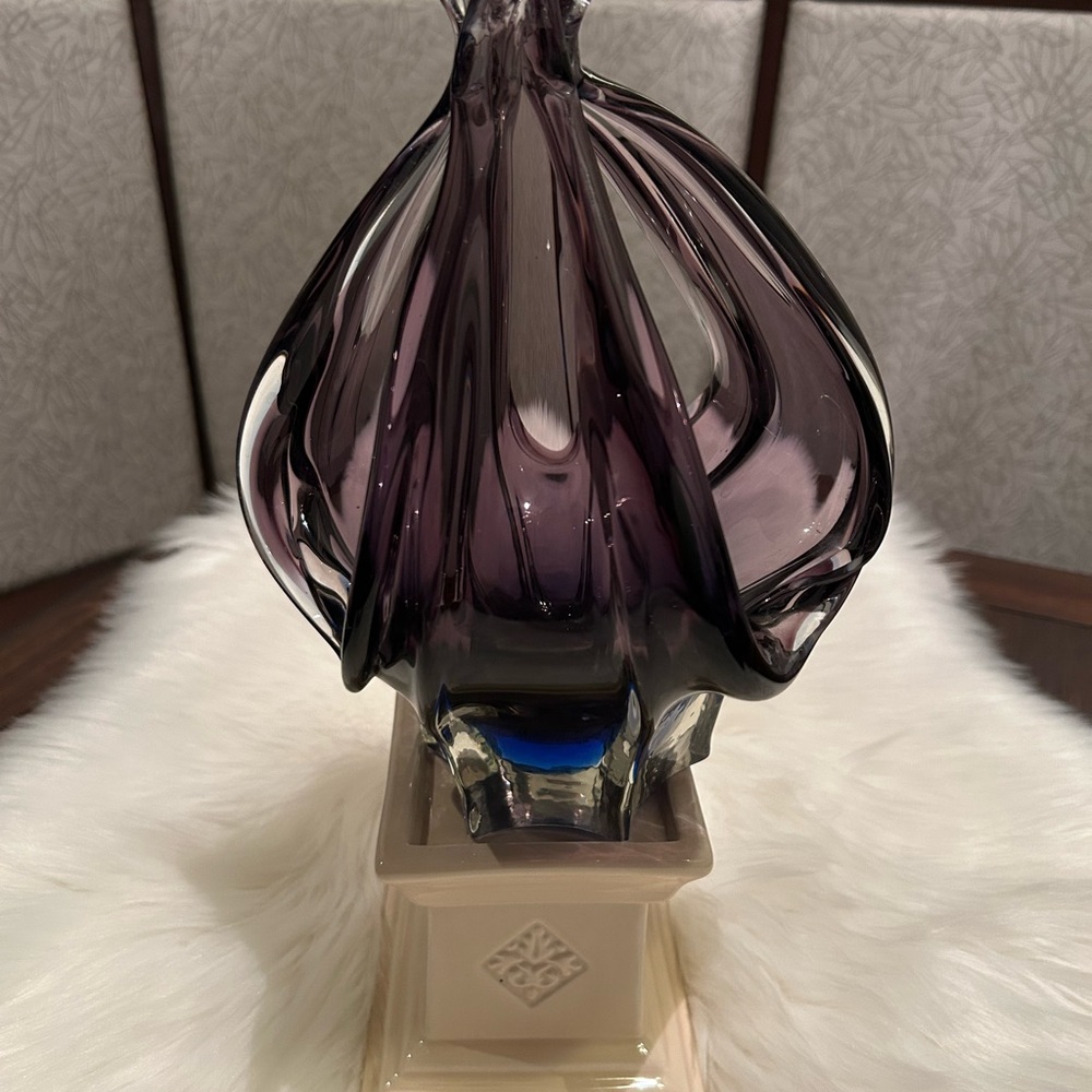 Vintage Bohemian/ Czech Elegant Purple Amethyst/ Blue Base Glass  1950-1960